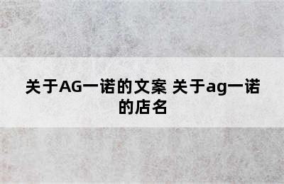 关于AG一诺的文案 关于ag一诺的店名